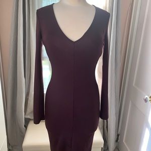 Fitted midi merlot low cut dress
